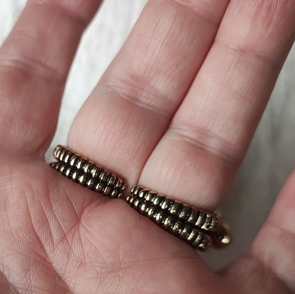 Bee Scarf Clip Dual Ring Brass and Ivory Colored Lucite Rhinestone Adjustable - Picture 11 of 11